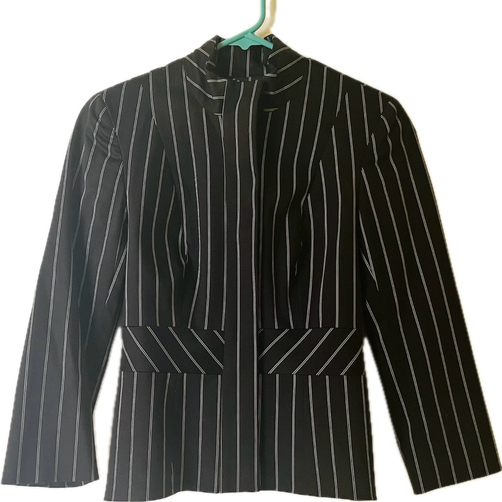 bebe Black and White Pinstripe Blazer